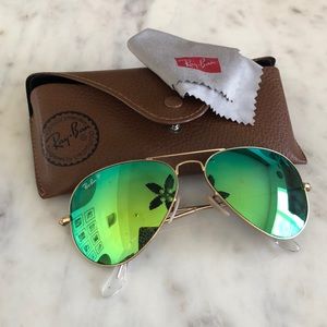 Ray Ban green mirrored aviators